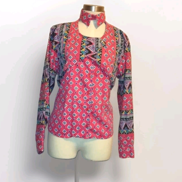 Frontier Series Western Aztec Cowgirl Button Up Shirt Size Medium Vintage - Picture 4 of 13